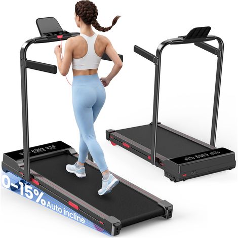 Cinta de correr eléctrica plegable – Inclinación de hasta el 15 % - 1-10 km/h – Pantalla LED – Conectividad con aplicaciones – Motor de 2,5 HP – Superficie de carrera 40x100 cm – Carga máxima 150 kg (1/5)