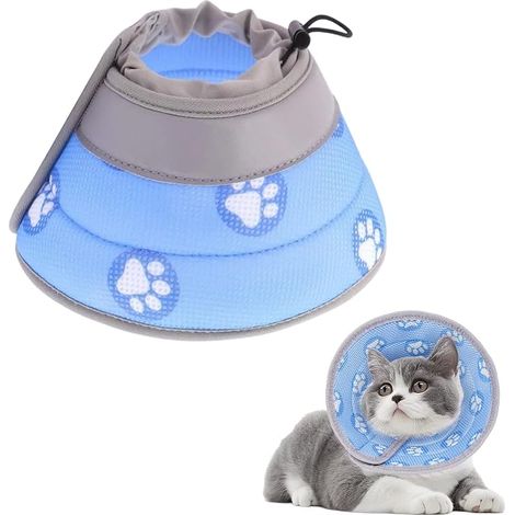Collerette pour Chat Anti Lechage, Collerette Chat Anti Grattage, Doux Collerettes pour Après Chirurgie, Réglable et Pliable, pour Chats Chiots Après Une Opération ou Une Blessure - M (1/3)