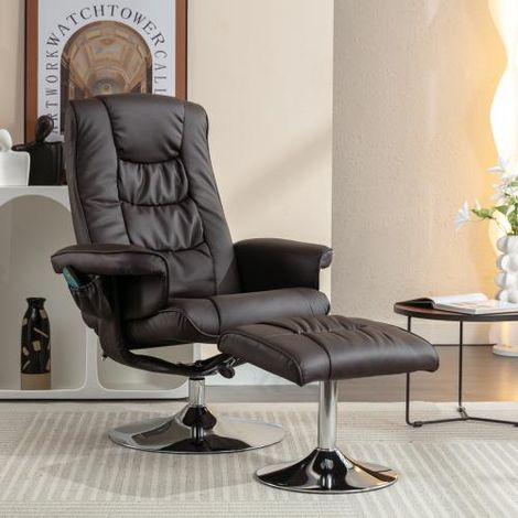 Fauteuil de massage cuir PU repose pieds cinq points massage salon chambre (1/5)