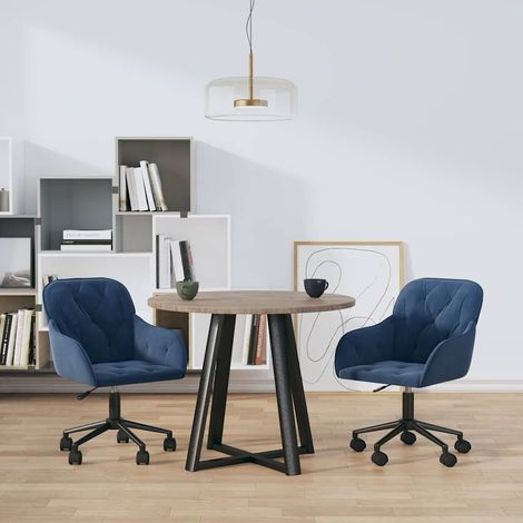 vidaXL Sillas de comedor giratorias 2 uds terciopelo azul (1/5)