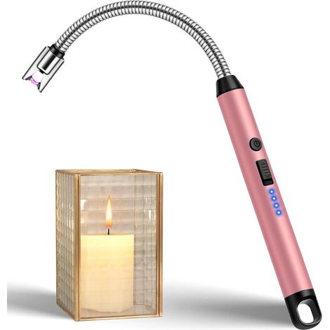 Stabfeuerzeug Lichtbogen USB Aufladbar Plasma Kerzenanzünder Rosa (1/5)
