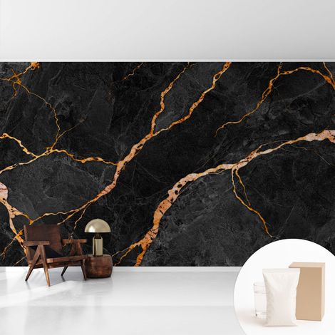 Papier peint intissé mural avec imprimé pour décoration pour salon pour chambre à coucher pour entrée Veines marbrées 416x254 cm (1/5)