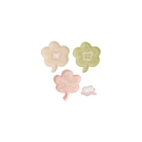 3 Pièces Porte Savon en Silicone avec Évacuation,Boite Savon Antidérapant,Repose Savon Porte Savonnier Portable Floral,Convient pour Salle de Bain Cuisine(Beige Grün Rosa)