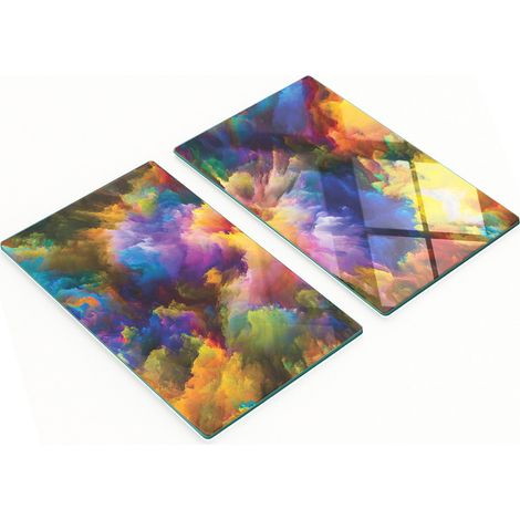 Tablas de cocina de vidrio templado con gr谩ficos de explosi贸n de colores 2x30x52 cm (1/5)