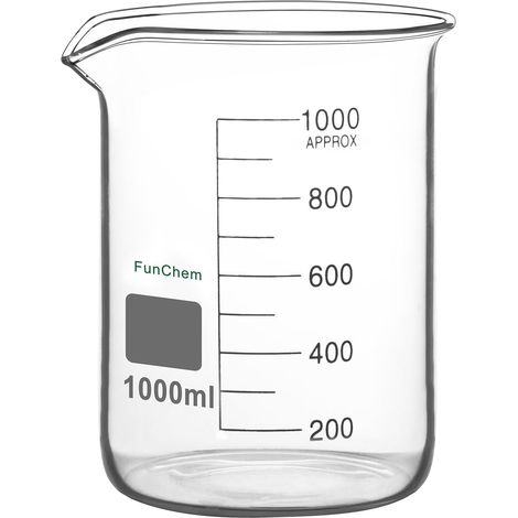 Lot de 1 gobelet en verre borosilicate gradué de forme basse avec bec verseur 1000 ml (1/5)