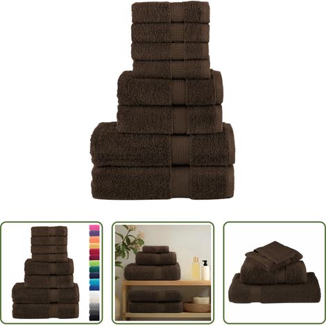 Premium Handtuch - 8 tlg. Premium-Handtuch-Set SOLUND Braun 600 g/m² (1/5)