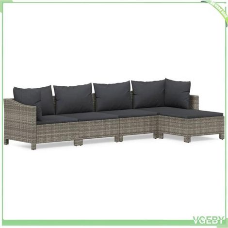 Salon de jardin 5 pcs - FAFEICY - 3187270 - Résine tressée gris - Cadre acier revêtement poudre - Coussins mousse (1/5)
