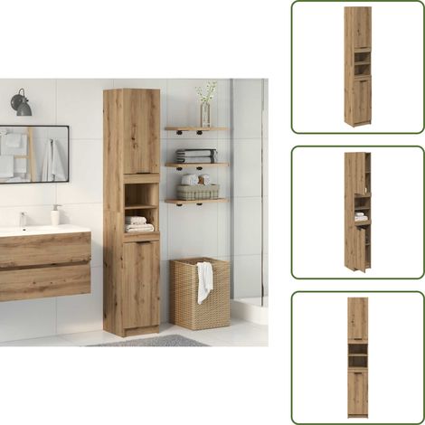 The Living Store Badschrank Artisan-Eiche 32x34x188,5 cm Holzwerkstoff - Holzwerkstoff