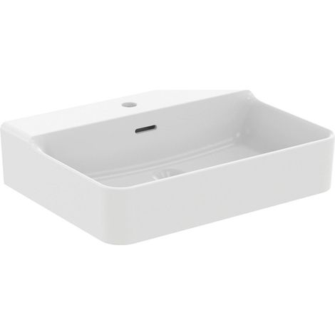 Vasque de lavabo IS Conca 1 HL. avec rebord 600x450x165mm blanc soie