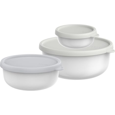 Set 3 récipients pour micro-ondes Lumina Boîte hermétique alimentaire avec couvercle pour frigo, congélateur, four vapeur, micro-ondes et lave-vaisselle 250 plus 750 plus 1500 ml White (1/4)