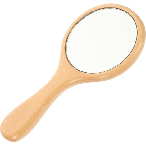 Miroir à Main Décoratif en Bois De Hêtre Format Compact Miroir De Maquillage Portable pour Femmes Usage Voyage Et Quotidien (1/5)