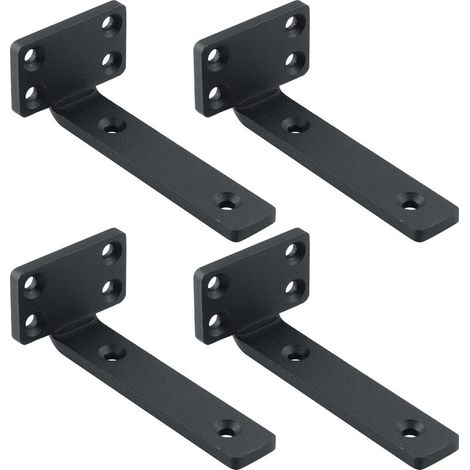 4 Pièces Supports d' Étagère Flottants Mural, Large Éventail d'Applications, Equerre Etagere Murale Durable/Pratique, 15 x 4 x 6.5 CM, Noir (1/4)