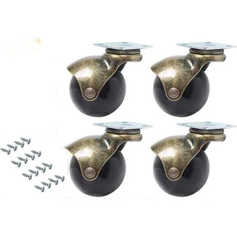 4pcs roulette à billes 360 degrés de rotation des plaques pivotantes en métal à bille à capuchon en forme de frein robuste pour chaise de bureau table basse jouets poubelles (2inch (50mm)) (1/5)