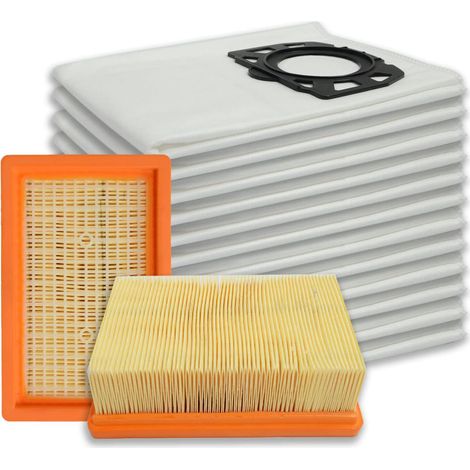 2 Flachfilter mit 12 Staubsaugerbeutel Filterset kompatibel mit Kärcher WD4 WD5 WD6 WD5P WD6P Premium MV4 MV5 MV6 Staubsauger Teilenummer : 2.863-005.0 (KFI 4410) und 2.863-006.0(KFI 487) (1/5)