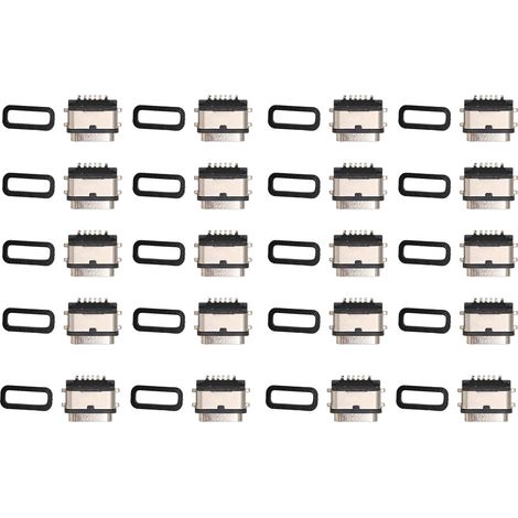 Packung mit 20 schwarzen USB-C-Buchsen, 6 Pins, wasserdicht nach IPX7, kurzes Gehäuse mit Gummi-O-Ringen. (1/5)