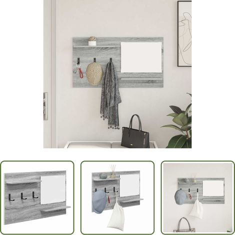 Rangement manteau -  Porte-manteau mural avec étagère Gris Sonoma 90 x 10 x 50 cm (1/5)