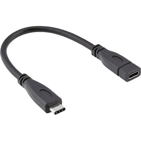 Roline USB-Kabel USB 3.2 Gen2 USB-C® Stecker, USB-C® Buchse 0.15 m Schwarz Geschirmt 11.02.9015