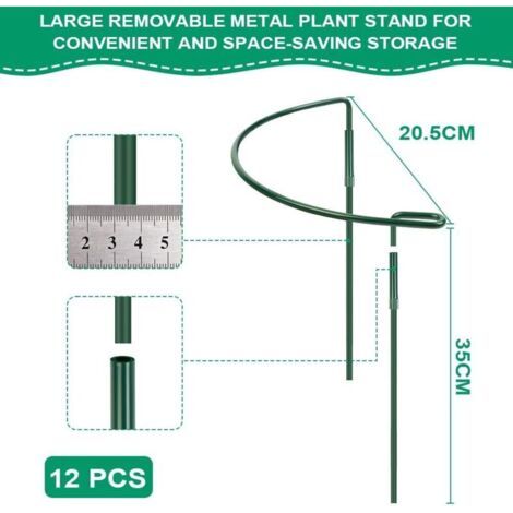FENOPLASTICATuteurs pour Plantes, 6PCS 30 60CM Vert Support de Plantes de Jardin en Métal Demi-Rond, Anneau Support de Jardin pour Pivoines Hortensias Roses Sédum Légumes Tomates (1/4)