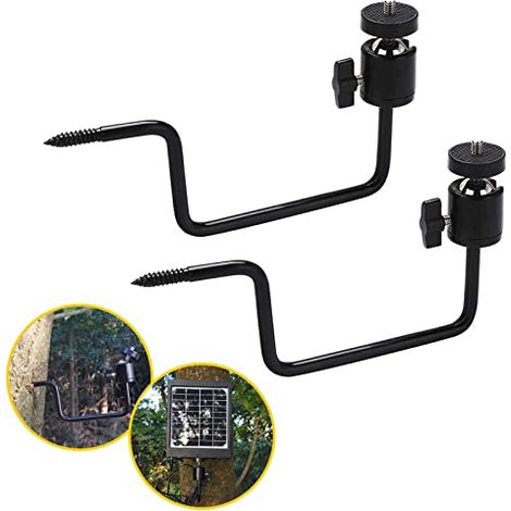 accessoires pour caméras de chasse et de pêche : support mural et de fixation pour arbre, support multifonctionnel en métal noir pour accessoires universels de pêche et panneaux solaires (1/4'').