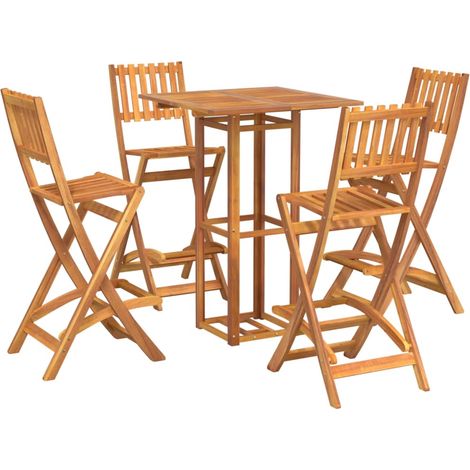 Outdoor Bar Set Natural Solid Acacia wood Standard Foldable vidaXL (1/4)