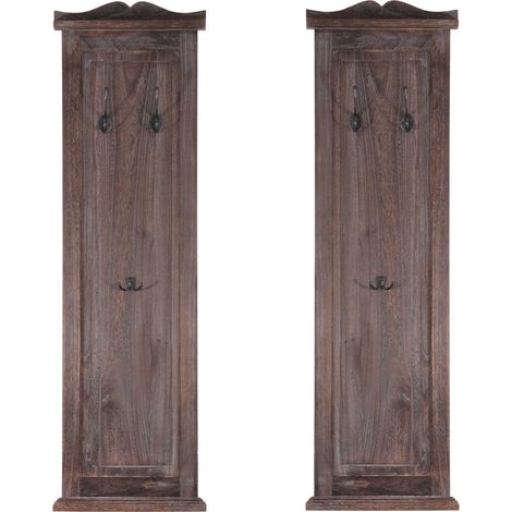 2x patère, portemanteau, vestiaire ouvert, 28x3,5x109cm, shabby, vintage, marron