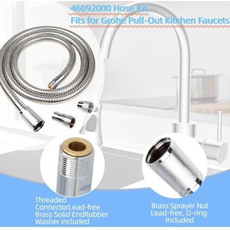 NALOOKAMIC Pièces détachées pour robinet de cuisine 46174000 46092000 46592000, accessoires pour robinet de cuisine , flexible de douche rétractable, flexible de douche pour évier de cuisine, 150 cm