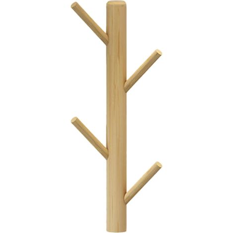 Perchero de pared de madera maciza, ganchos de pared en ángulo de 45°, resistente perchero de almacenamiento, perchero doméstico de pino natural para entrada y dormitorio. (1/5)