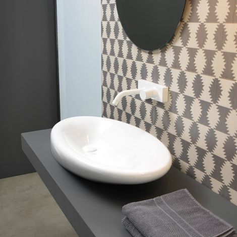 Lavabo d'Appoggio da 90 cm - Design Moderno - Ceramica Lucido (1/5)