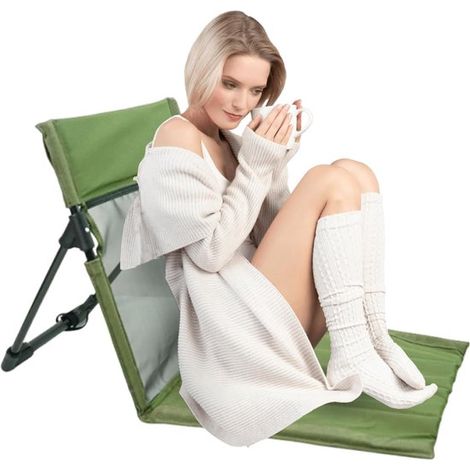 Silla de playa plegable - Silla baja de camping - Actividades al aire libre - Ligera y portátil - 546 gramos - Verde