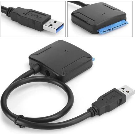1 Câble adaptateur SATA vers USB 3.0, transfert 5 Gbps, disque dur SSD 2,5 3,5 pouces, compatible Windows Linux (1/4)