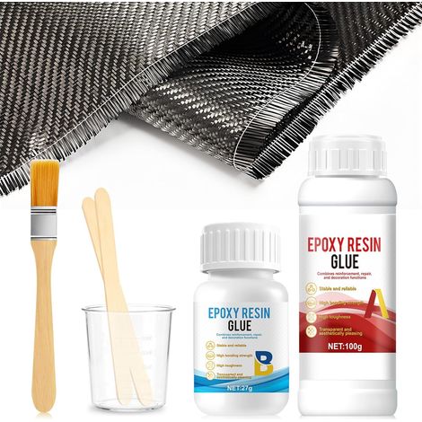 Kit de Réparation en Fibre de Carbone, Kit de Résine Époxy et Tissu en Fibre de Carbone, Fibre de Carbone pour Renforcement et Réparation d'automobiles, Motos, Navires (1/5)