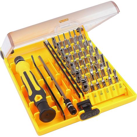 Kit de destornilladores, 45 herramientas magnéticas de precisión para reparaciones, destornillador Pozidriv con pinzas y extensión para aparatos eléctricos, teléfonos móviles, DVD, TV y ordenadores. (1/5)