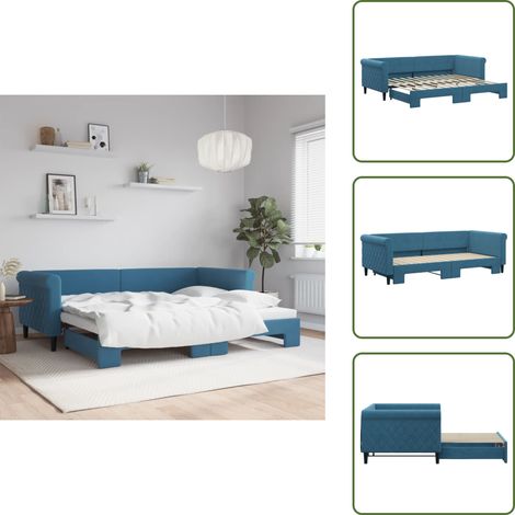 vidaXL Tagesbett Ausziehbar Blau 90x200 cm Samt (1/5)