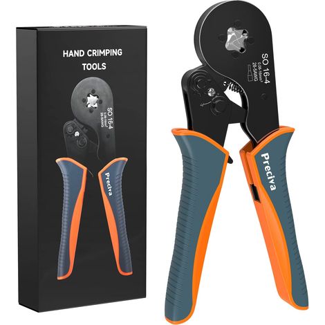 Pince à Sertir, 0,08-16 mm²/AWG 28-5 Outil de Sertissage de Virole de Fil, Outil de Sertissage de Fil à Cliquet Auto-Réglable pour Terminaux Câbles Manchons D'extrémité (1/5)