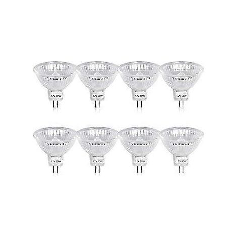 50 W GU5.3 Mr16 Ampulle Halogen dimmbar, DC 12 V Bassspannung 2 Broschen Sockel Strahler Reflektorampullen, 800 Lumen, Blanc Chaud 2800 K8-Stk.