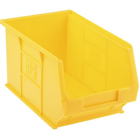 Bac de rangement RS PRO Jaune en PP, 130mm x 150mm x 240mm ( Prix pour Paquet de 5 ) (1/4)