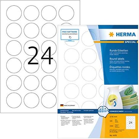 Universaletikett 40mm wieder ablösbar Papier weiß 2.400 Etik./Pack. (1/5)