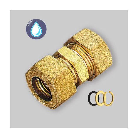 Raccordo Diritto Doppio A Compressione Con O-Ring Per Tubo Rame Tiemme 28 (1/3)