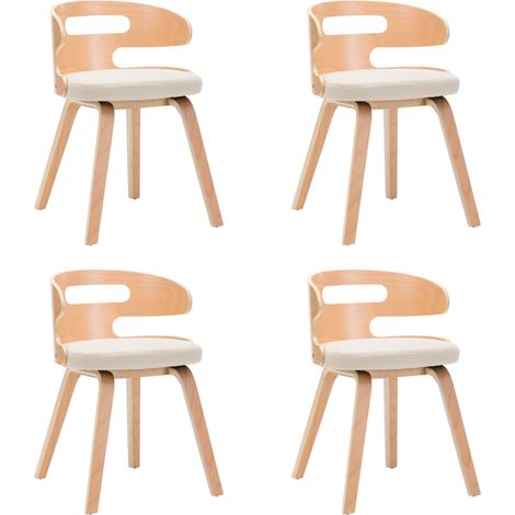 Maison Exclusive - Esszimmerstühle 4 Stk. Creme Bugholz und Kunst