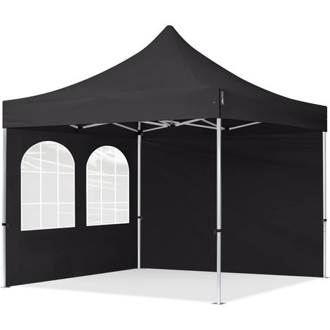 TOOLPORT 3x3 m Tente pliante - Alu, côtés avec fenêtres, noir (1/5)