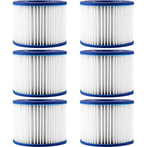 6 Pièces Filtre Spa VI pour Spa Gonflable, Filtre Cartouche pour Bestway, Lay-Z-Spa Vegas/Monaco/Palm Springs, Hauteur 79mm, Diamètre Ext. 105mm, Int. 50mm, Matériau PU Durable (1/4)