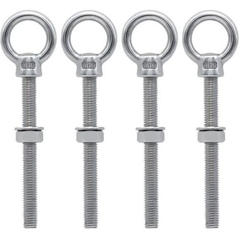 Boulons à oeil M10 x 100 mm Vis à Anneau M10 avec filetage métrique en acier inoxydable pour Fixation et Suspension, 4 pièces (1/5)