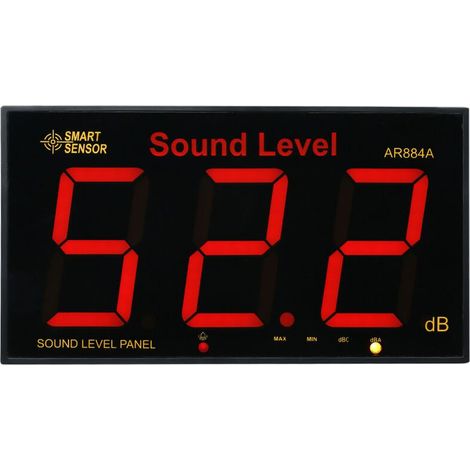 Schallpegelmesser mit großem LCD-Bildschirm, wandmontierter digitaler Schallpegelmesser, Dezibel-Überwachungstester, Schallvolumenmessgerät, Messbereich 30-130 dB (AR884A schwarz) (1/5)