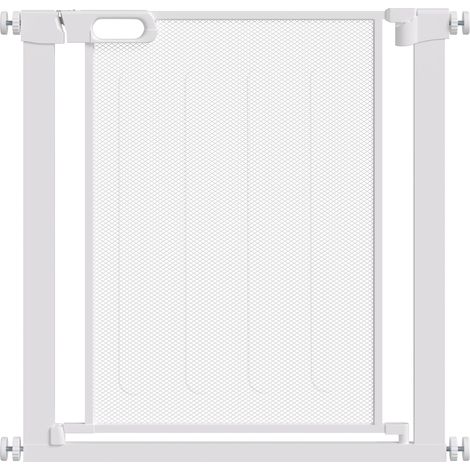 Cancellino per Cani Regolabile con Chiusura Automatica, Acciaio e ABS, 75-82x76 cm, Bianco