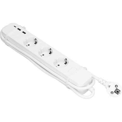 Intelligente Steckdosenleiste mit 3 Steckdosen, 2 USB-Anschlüssen, 1 Typ-C-Anschluss, 1 Hauptschalter, Hub für die Tuya-App, EU-Stecker, 100–250 V Wechselstrom, 2,4 GHz, 16 A (1/5)
