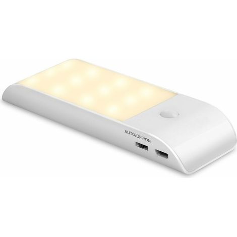 Veilleuse LED automatique, rechargeable par USB, avec détecteur de mouvement, allumage/extinction automatique, lumière blanche naturelle pour placard, aimantée, pour salon ou chambre. (1/5)