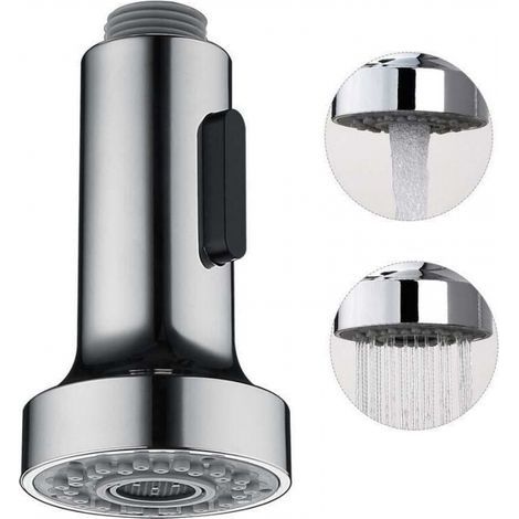 Douchette Evier Pull-Out avec Bouton Stop Tête de Douchette Brossé 2 Jets pour Robinet Evier Cuisine,argent (1/3)