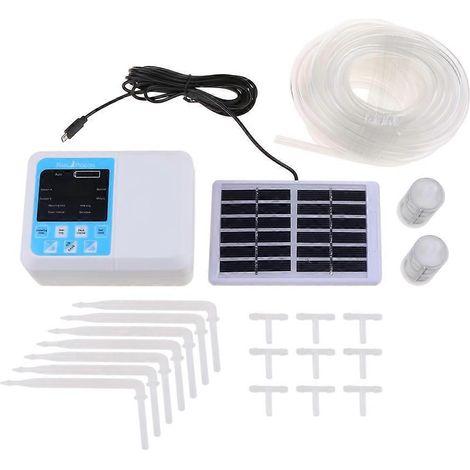 1 Set Automatisches Bewässerungssystem mit intelligentem Wassertimer und Solarbetriebener Bewässerung