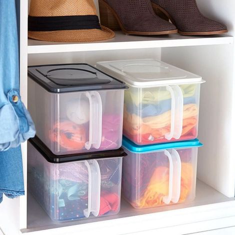Contenitore per alimenti in plastica della collezione con maniglia e coperchio - Nero (1/4)