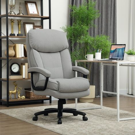 Hoher Ergonomischer Bürostuhl, Höhenverstellbar mit Wippfunktion, Drehbar und mit Rollen, Polyester Hellgrau (1/5)